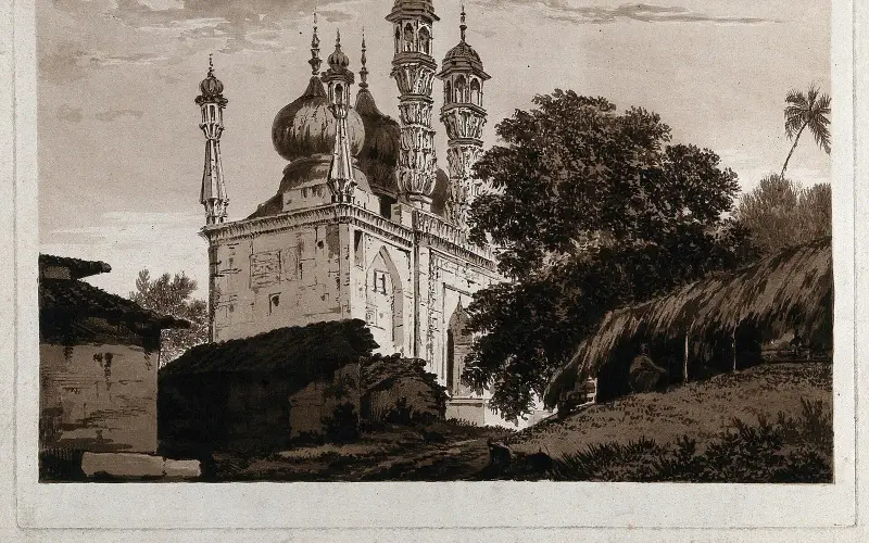 Mosque at Ghazipur, Uttar Pradesh. Etching by William Hodges Wellcome V0050416