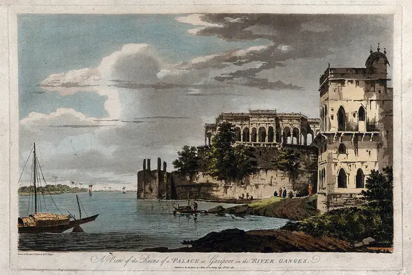 Ruined palace on the river Ganges at Ghazipur, Uttar Pradesh Wellcome V0050428