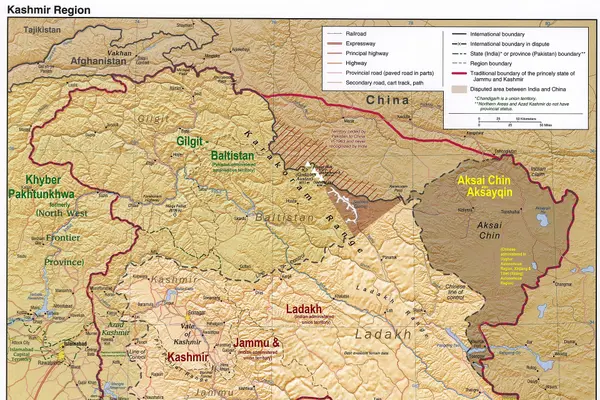 Kashmir region. LOC 2003626427 - showing sub-regions administered by different countries