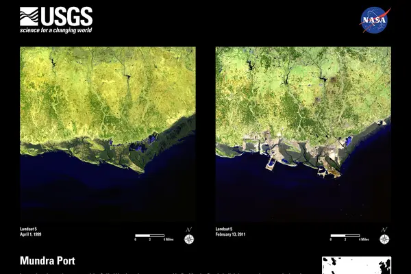 Gujarat, Mundra Port Aerial View 1999 to 2011, India