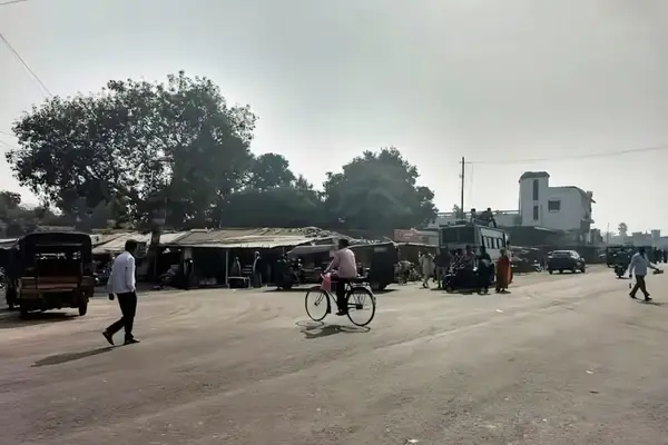 Market area of Kaluahi town, Madhubani district, Bihar, India