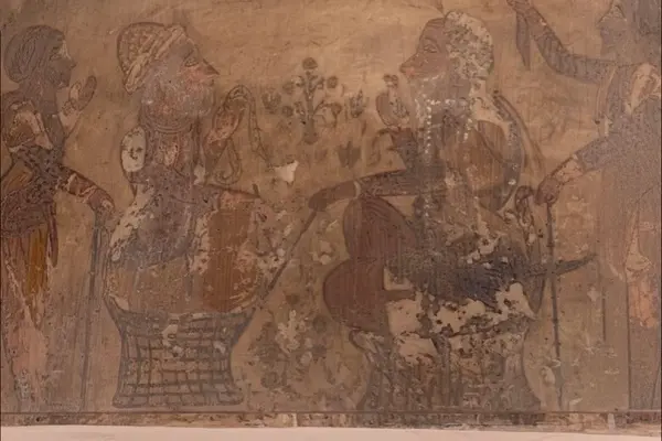 Mural depicting Maharaja Ranjit Singh of the Sikh Empire, with Diwan Dina Nath, from Dera 