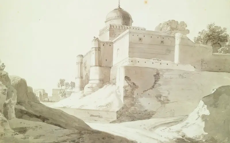 Perspective view of the mosque at Sambhal, Uttar Pradesh RIBA35777